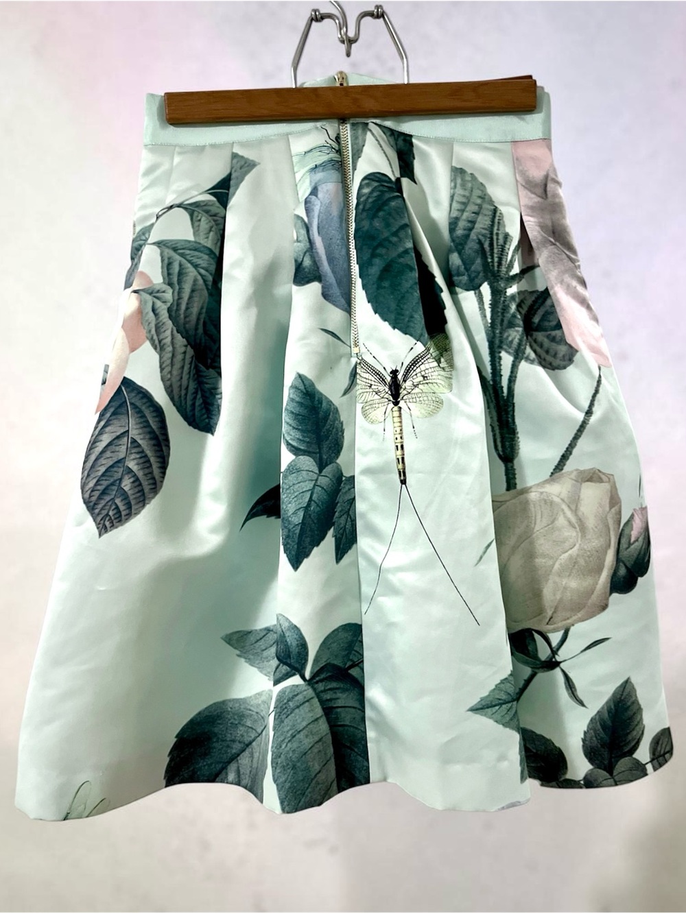Ted Baker Floral A- dragonfly Skirt in Mint Green
